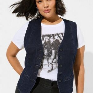 Studio by Torrid Denim Tailored Vest Size 00 (M/L-10)